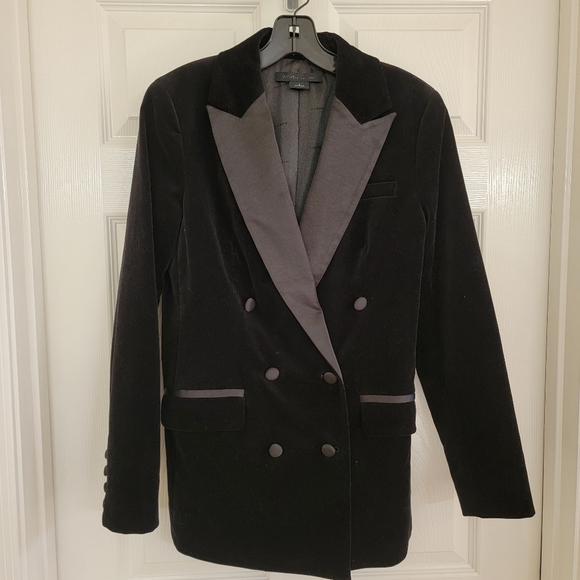 WORTH New York Black Velvet Double Breasted Tuxedo Jacket - Picture 1 of 2